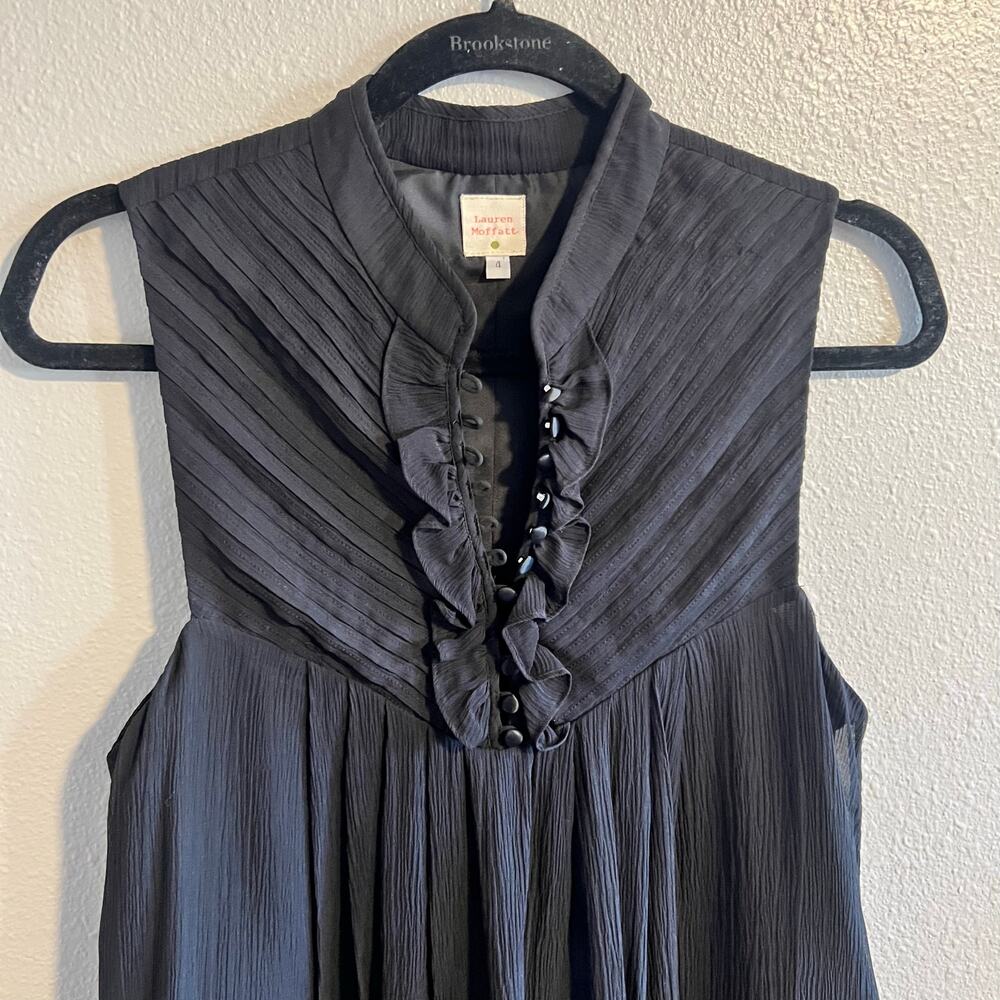 Anthropologie Lauren Moffatt 100% Silk Black Dress Size 4
